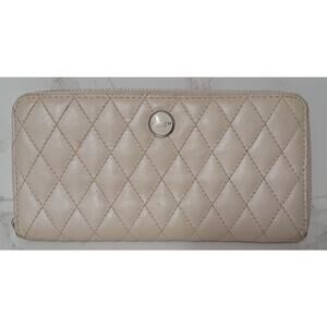 Coach Cream Opalescent Quilted Leather Zip Around Women's Wallet